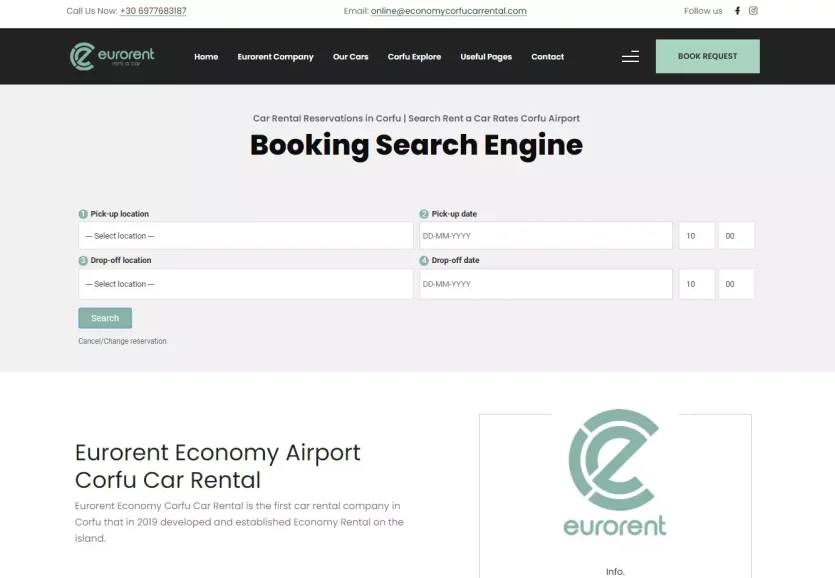 Eurorent Car Rental, Κατασκευή ιστοσελίδας με σύστημα κρατήσεων αυτοκινήτων 2 (1)
