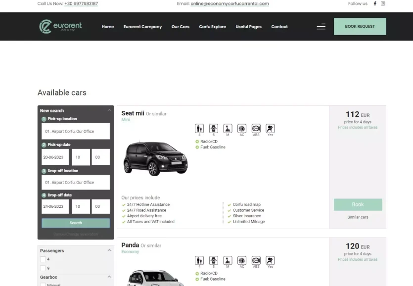 Eurorent Car Rental, Κατασκευή ιστοσελίδας με σύστημα κρατήσεων αυτοκινήτων 2 (3)