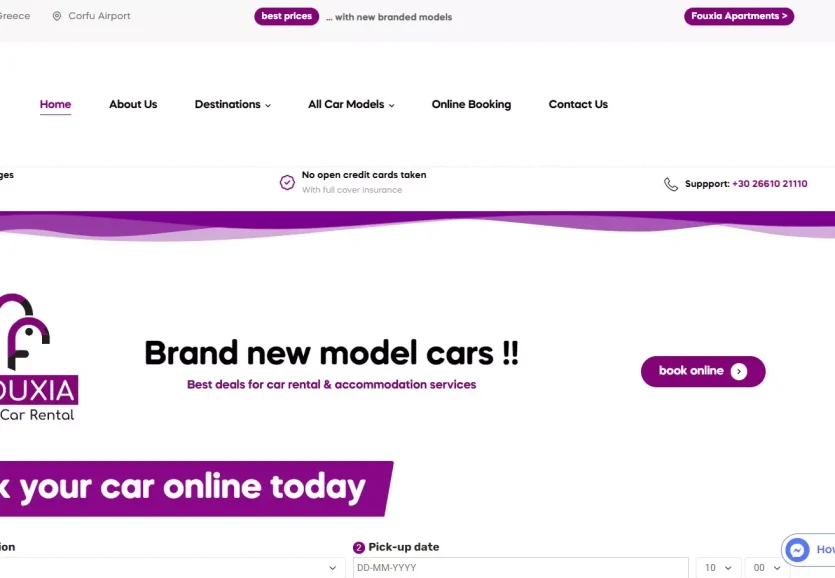 Fouxia Car Rental, Κατασκευή ιστοσελίδας με σύστημα κρατήσεων αυτοκινήτων (1)