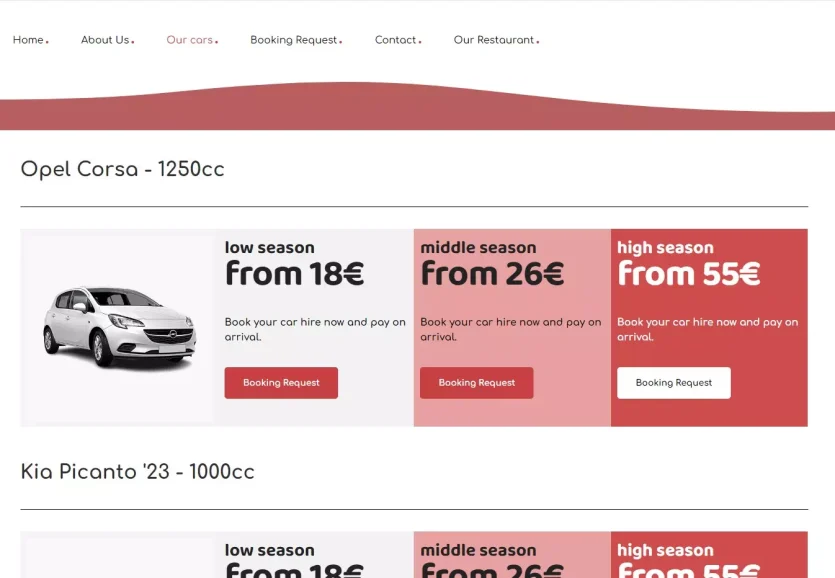Varvara's Car Rental, Κατασκευή ιστοσελίδας με σύστημα κρατήσεων αυτοκινήτων (2)