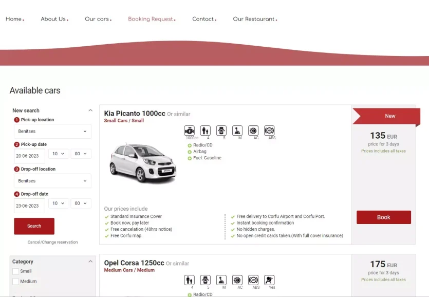 Varvara's Car Rental, Κατασκευή ιστοσελίδας με σύστημα κρατήσεων αυτοκινήτων (3)
