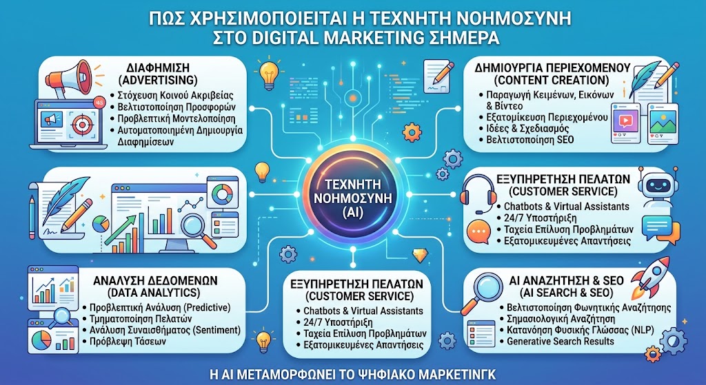 Η τεχνητή νοημοσύνη στο digital marketing: τι λειτουργεί πραγματικά για μια επιχείρηση