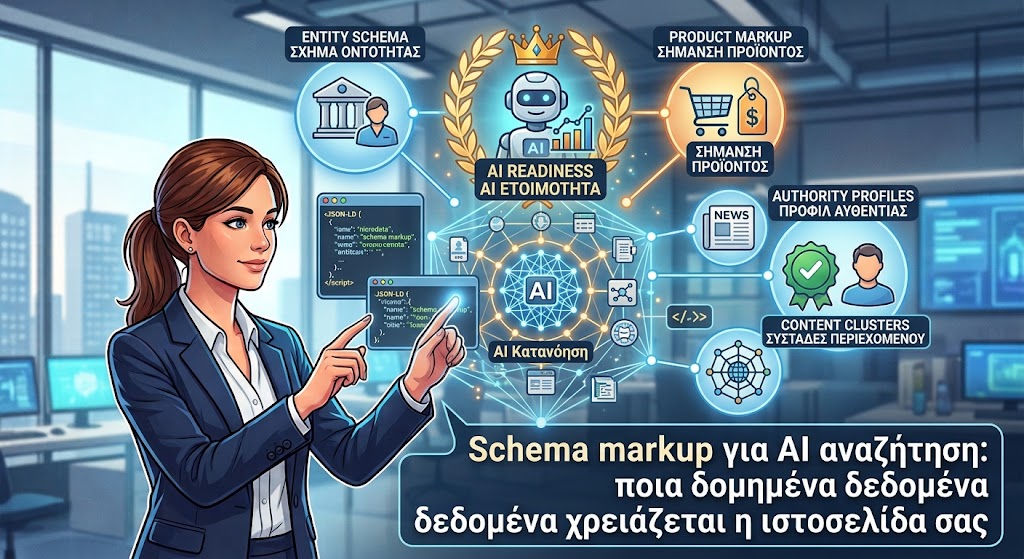 Schema markup για AI αναζήτηση: ποια δομημένα δεδομένα χρειάζεται η ιστοσελίδα σας