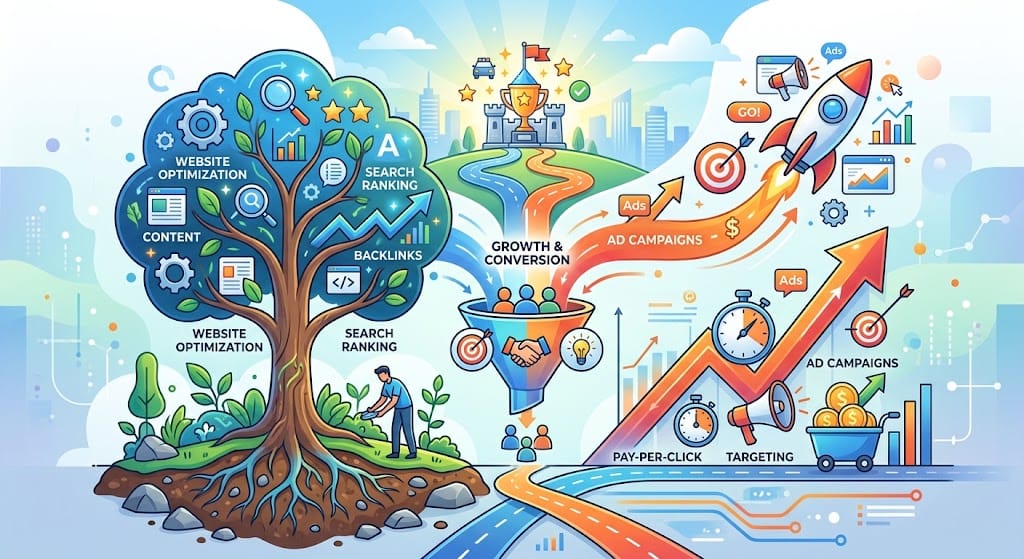 SEO ή Google Ads; Ποιο σας ταιριάζει και πότε χρειάζεστε και τα δύο