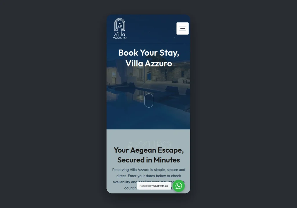 villa azzuro booking mobile